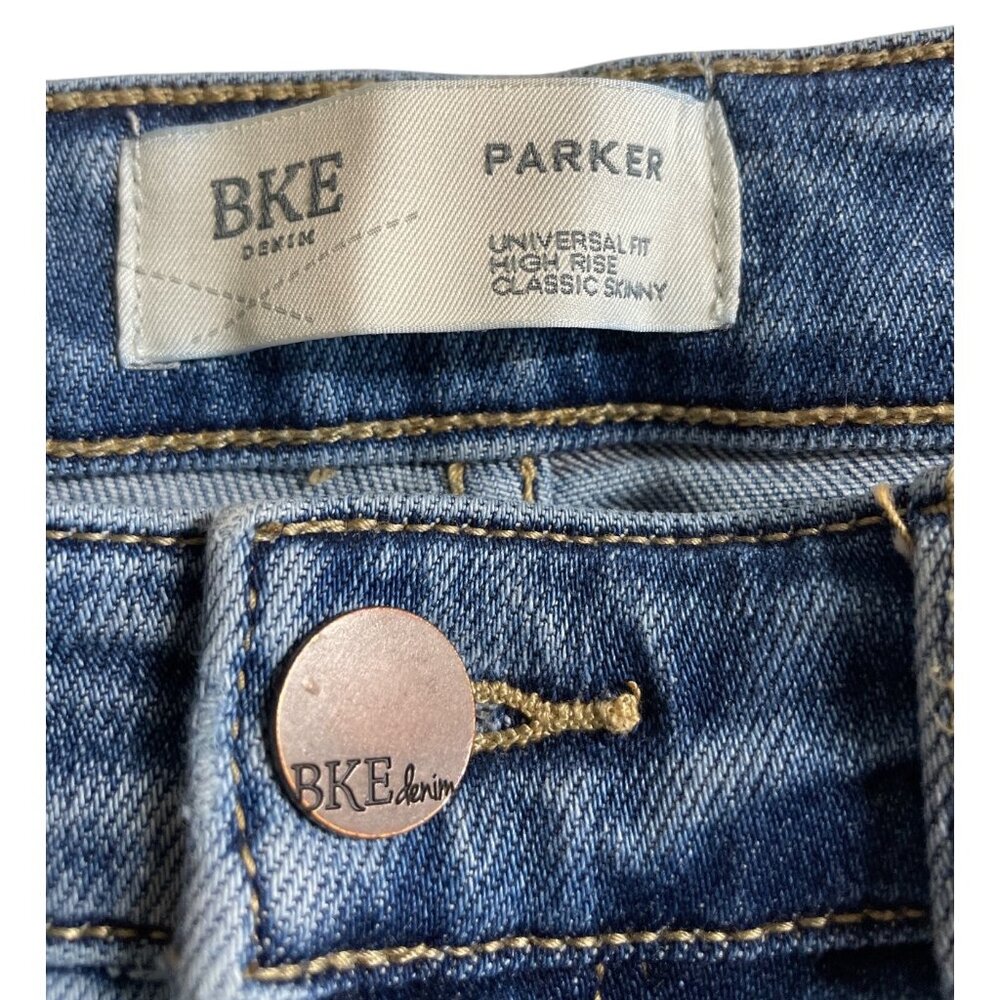 BKE Payton Jeans Womens 28x32 Blue Mid Rise Ankle Skinny Raw Hem Faded Whiskered - Picture 7 of 9
